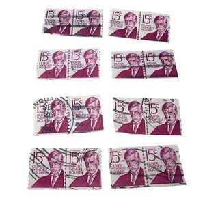 Vintage 15 Cent Oliver Wendell Holmes US Postage Stamps Lot of 16 Used Pairs